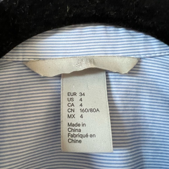 H&M Blue and White Striped bejeweled Collar Button Up Shirt - Picture 4 of 7